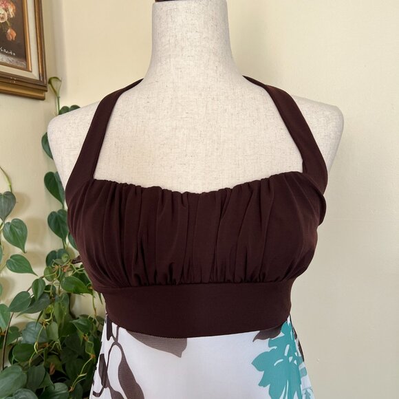 Speechless Brown & White Floral Halter Dress sz S NEW - Picture 2 of 9